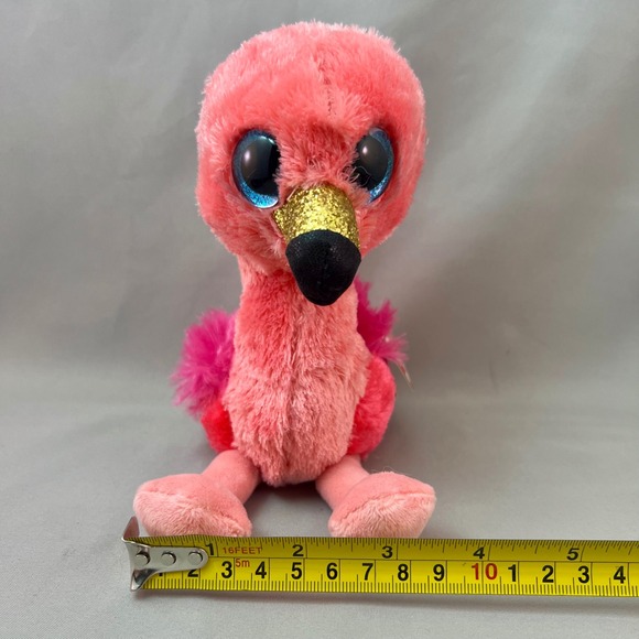 Ty Beanie Boos Gilda Flamingo Small Pink Excellent Glitter Eyes Sparkle Beak - Picture 14 of 14